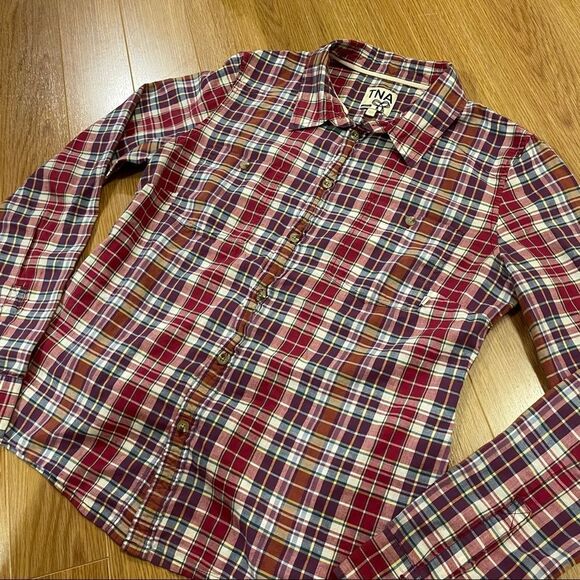 TNA Plaid Flannel Button-Up Red - Picture 5 of 16